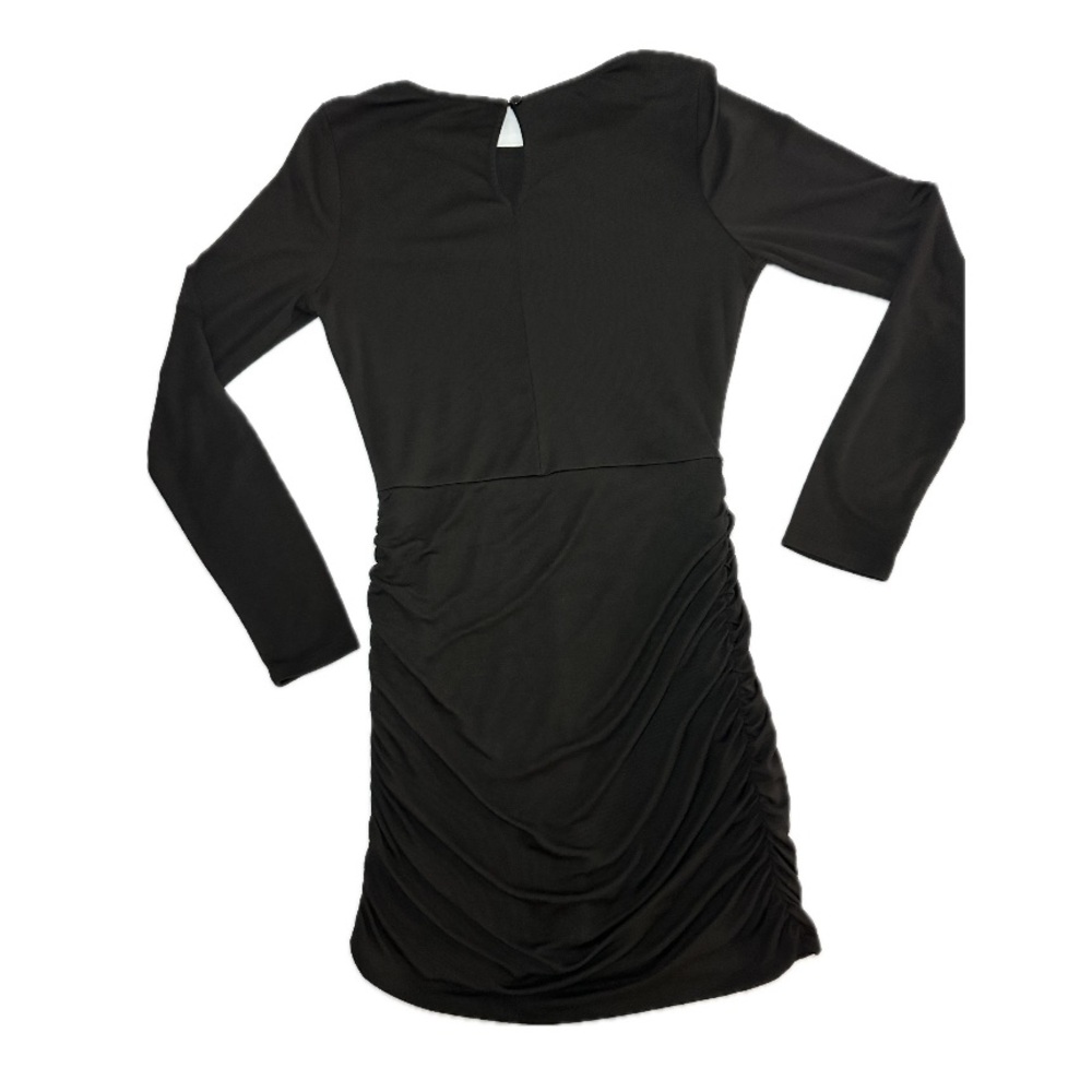 Francesca's Mi Ami Long Sleeve Ruched Crew Neck Bodycon Dress Black Size M - Picture 2 of 11
